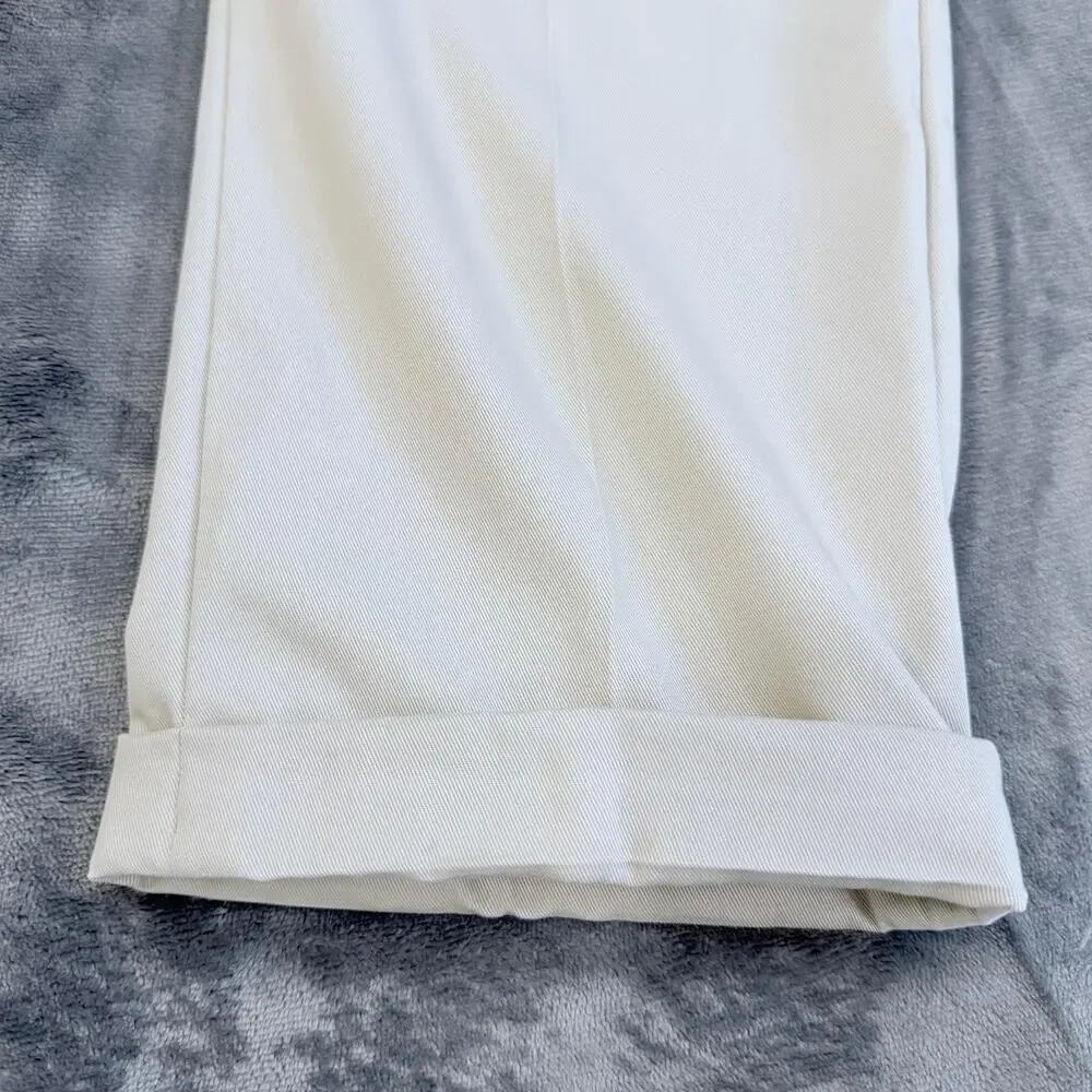 Brooks Brothers Off-White Pleated Chinos